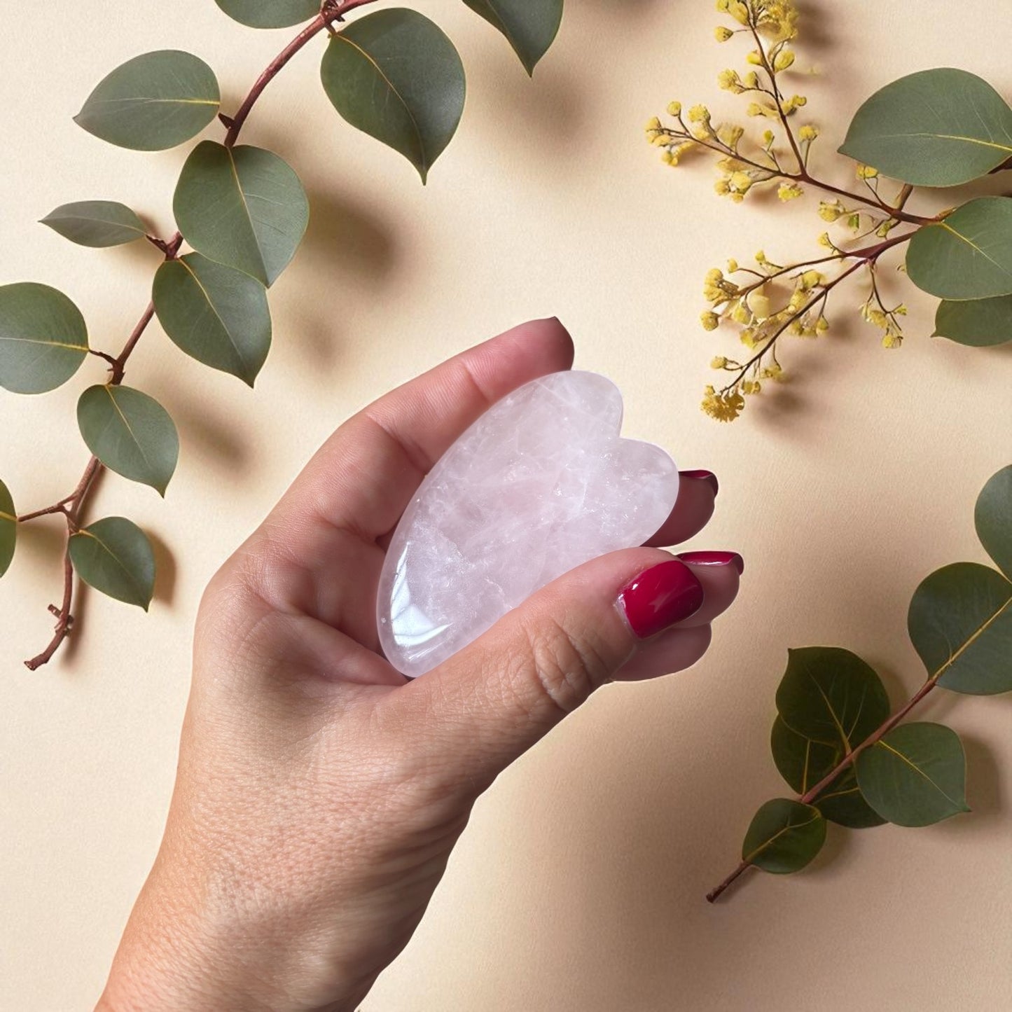 Gua Sha de cuarzo rosa – Masaje facial