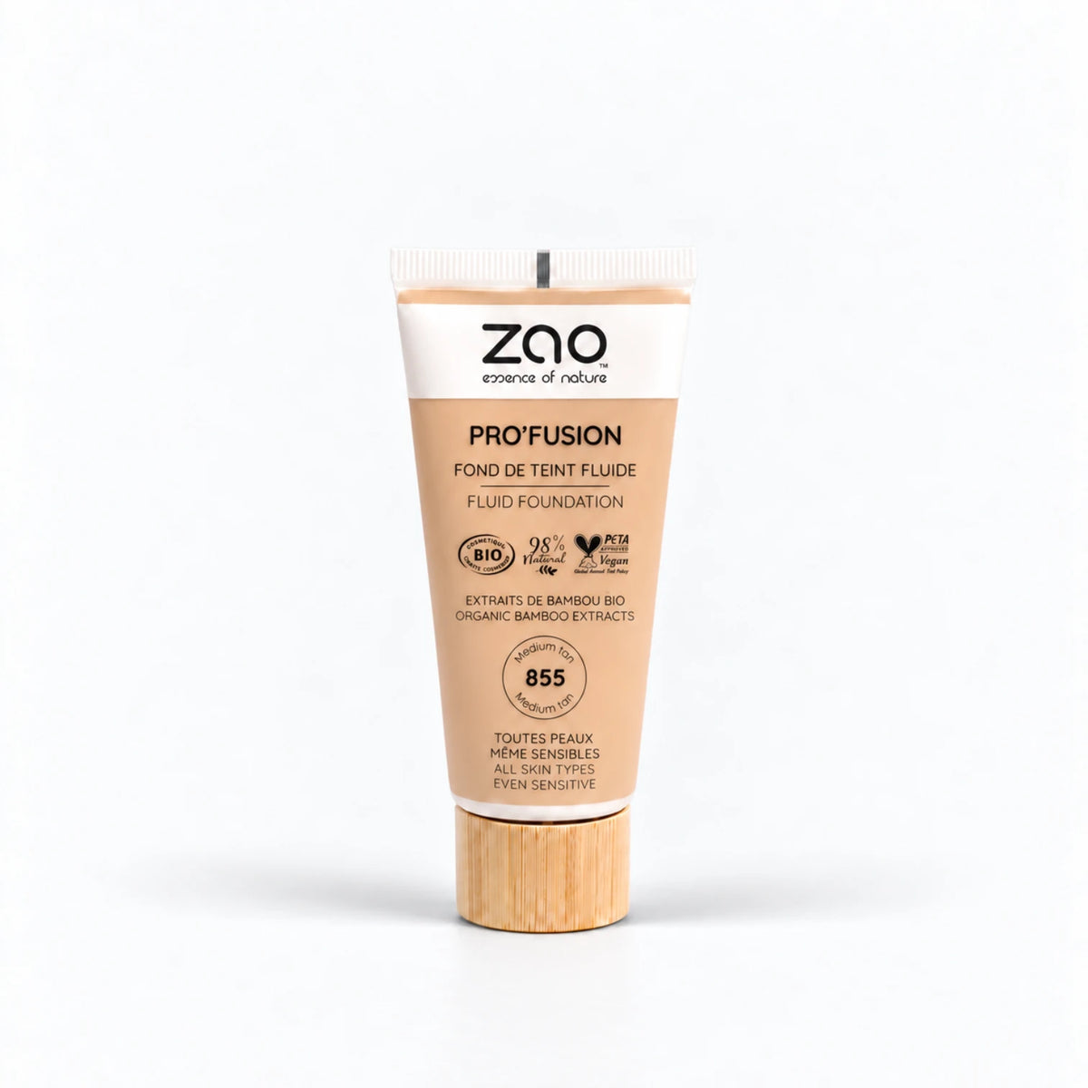 - Base de maquillaje fluida PRO’FUSION ZAO 855 Bronceado Medio
